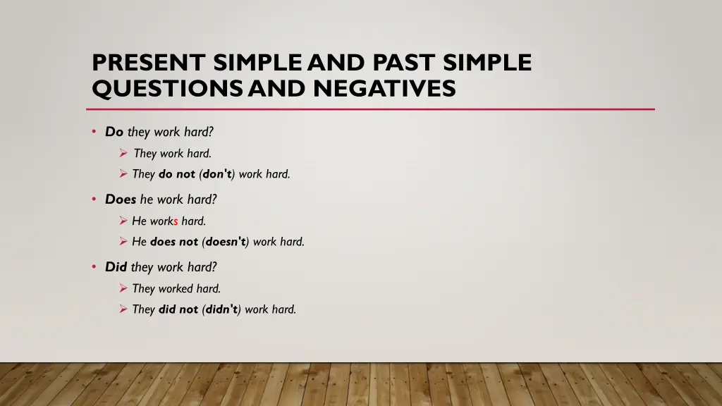 present simple and past simple questions