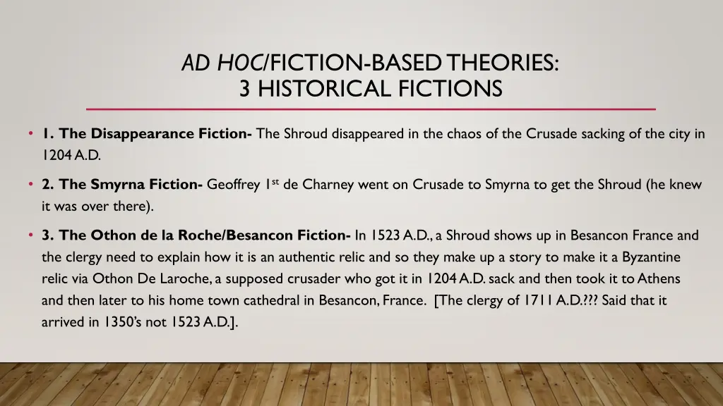 ad hoc fiction based theories 3 historical
