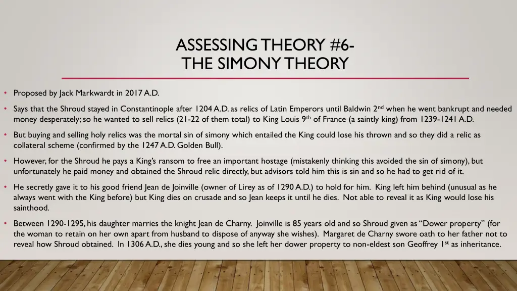 assessing theory 6 the simony theory