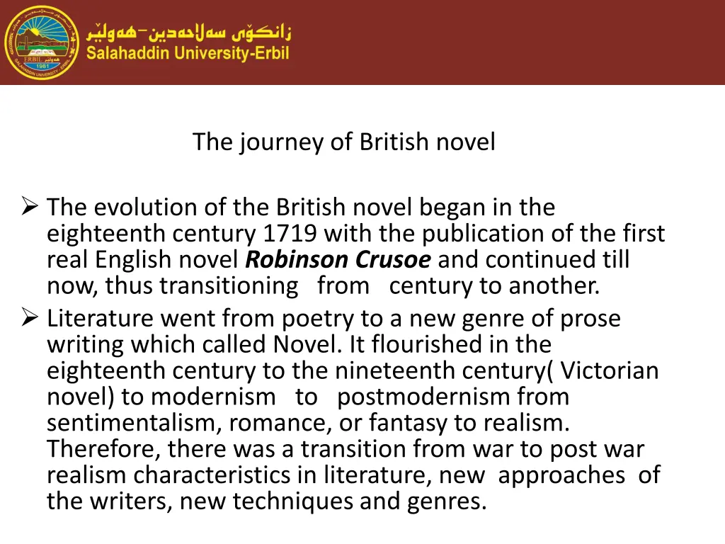 the journey of british novel