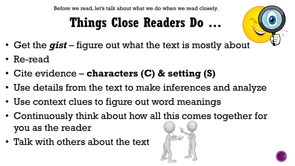 before we read let s talk about what we do when