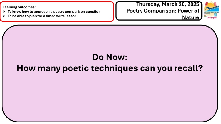 thursday march 20 2025 poetry comparison power of