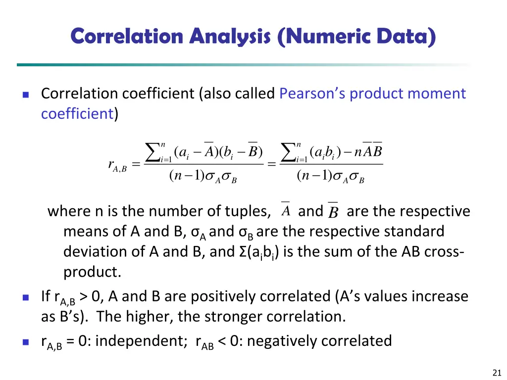 correlation analysis numeric data