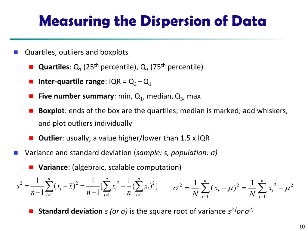 measuring the dispersion of data