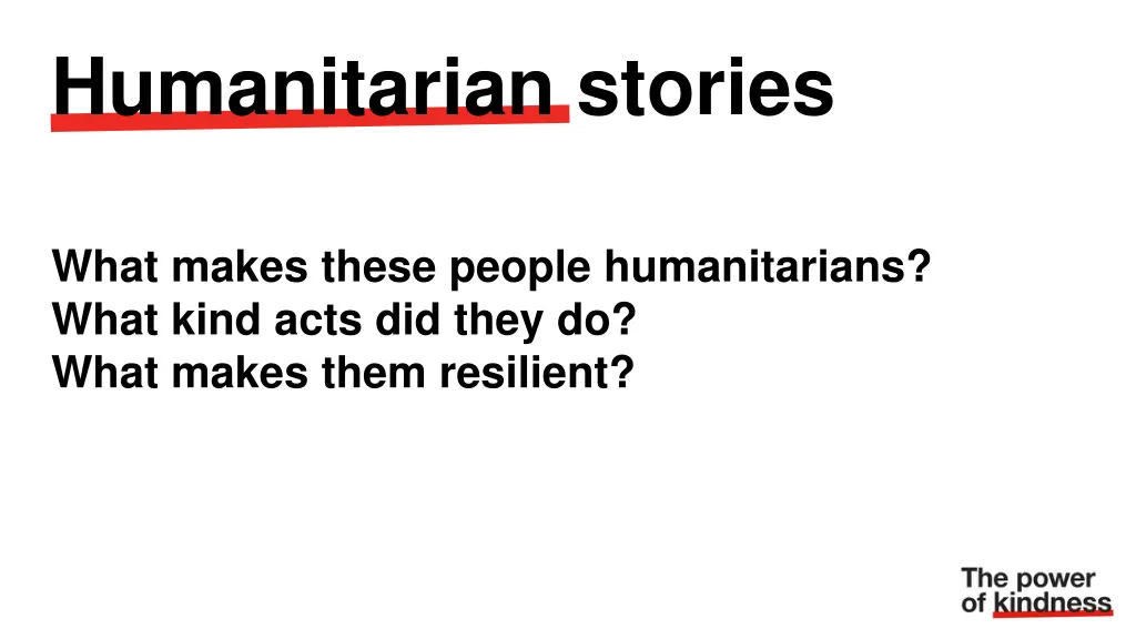 humanitarian stories
