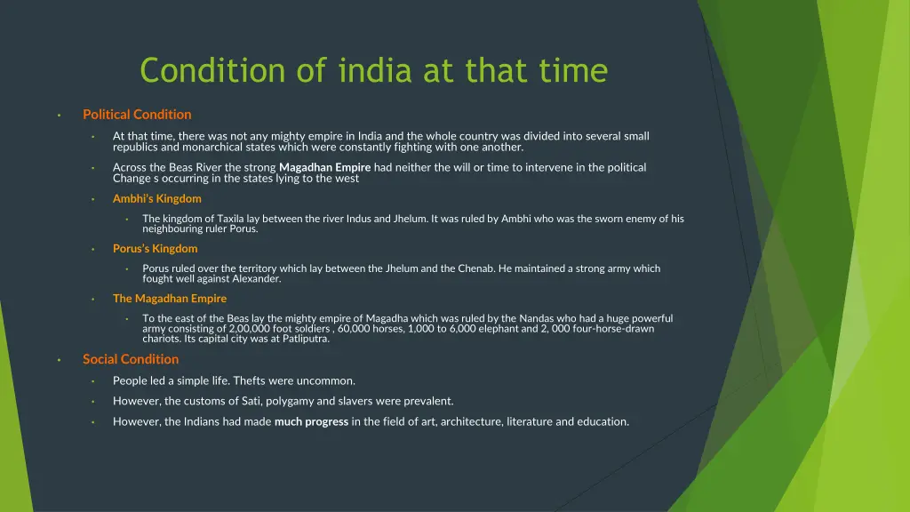 condition of india at that time