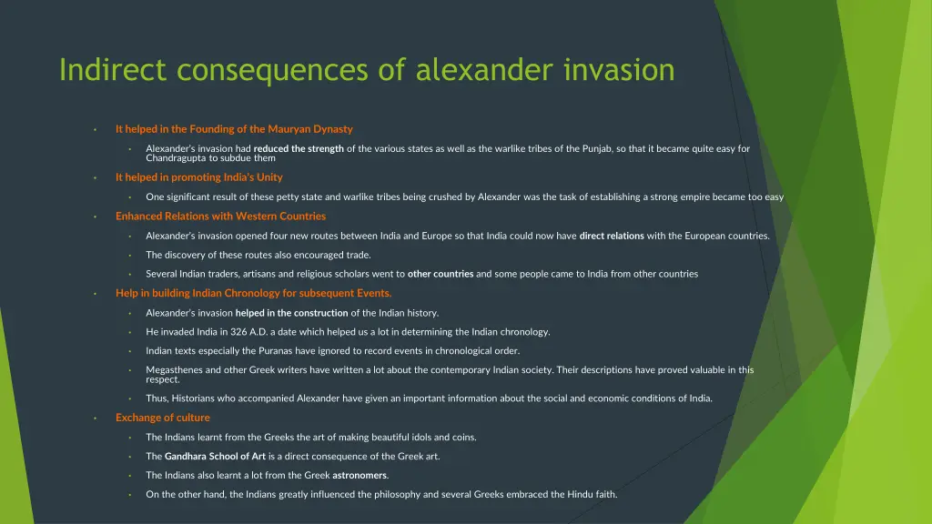 indirect consequences of alexander invasion