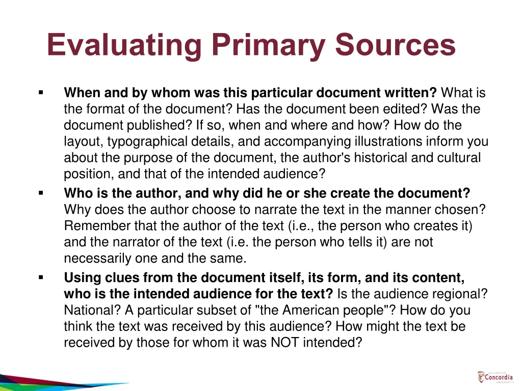 evaluating primary sources
