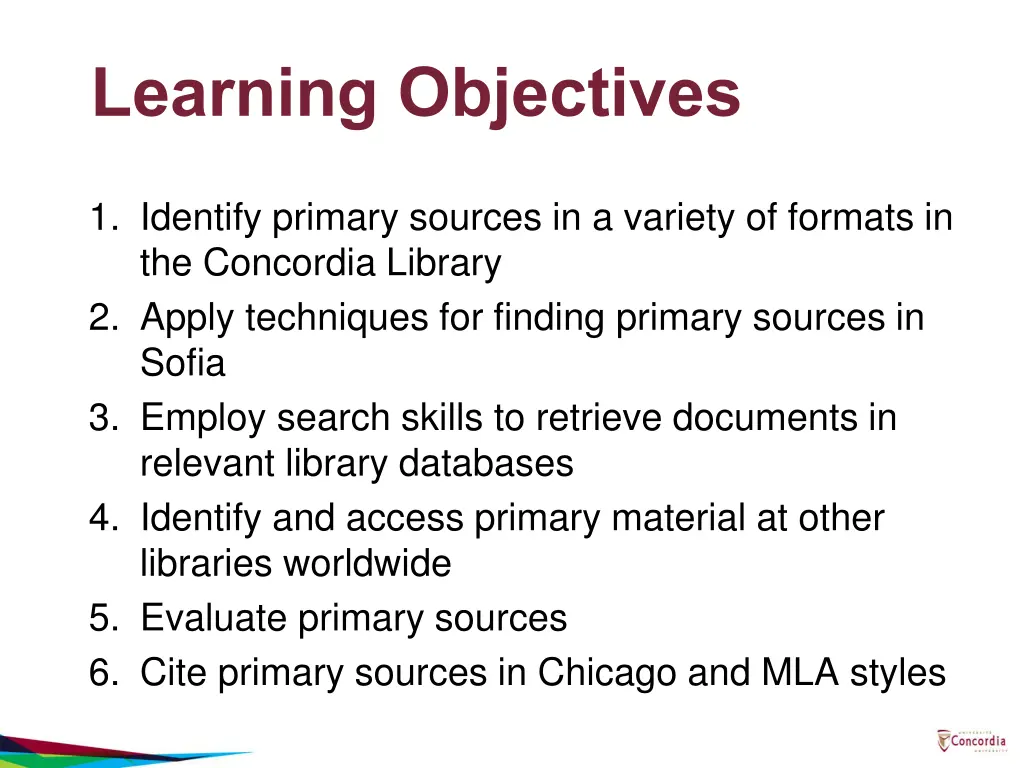 learning objectives