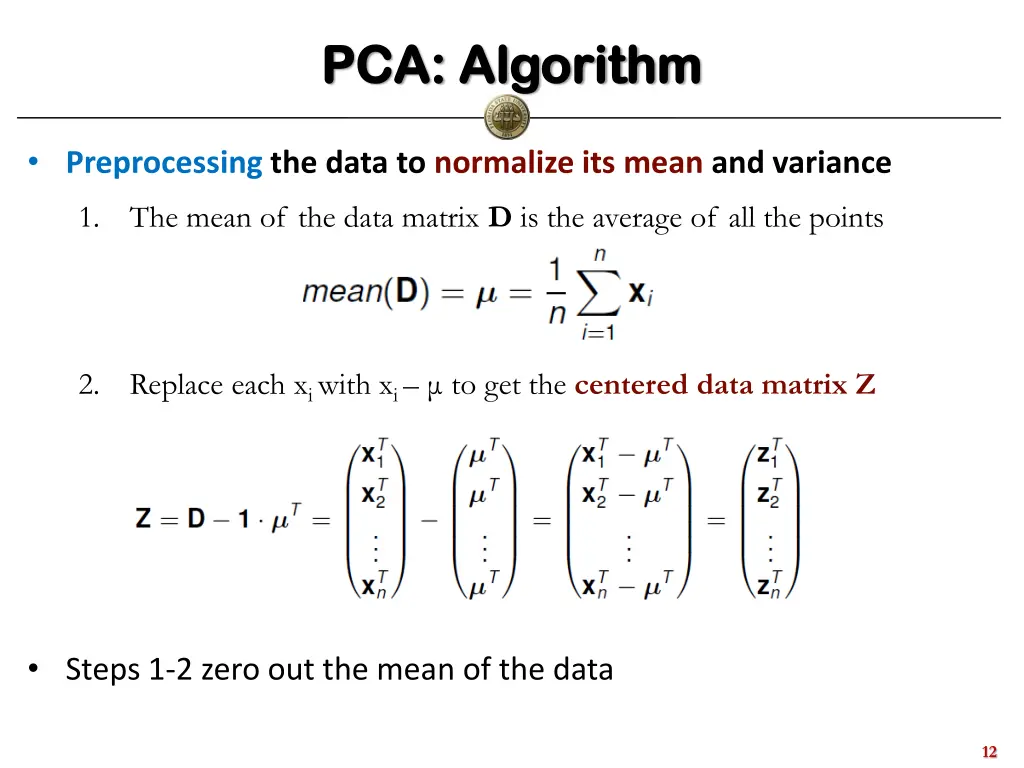 pca algorithm pca algorithm