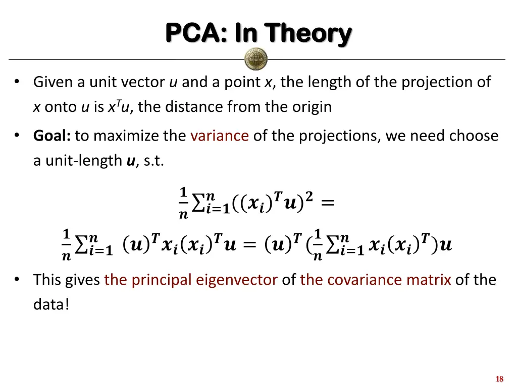 pca in theory pca in theory