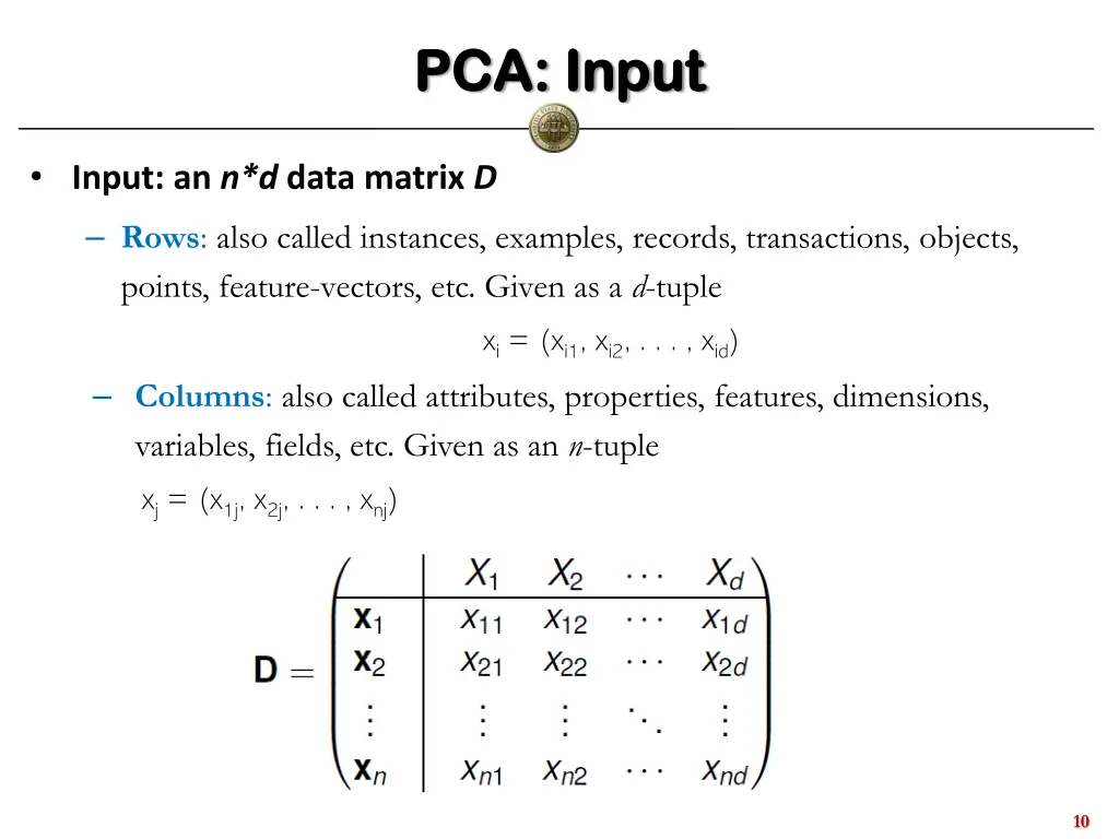 pca input pca input
