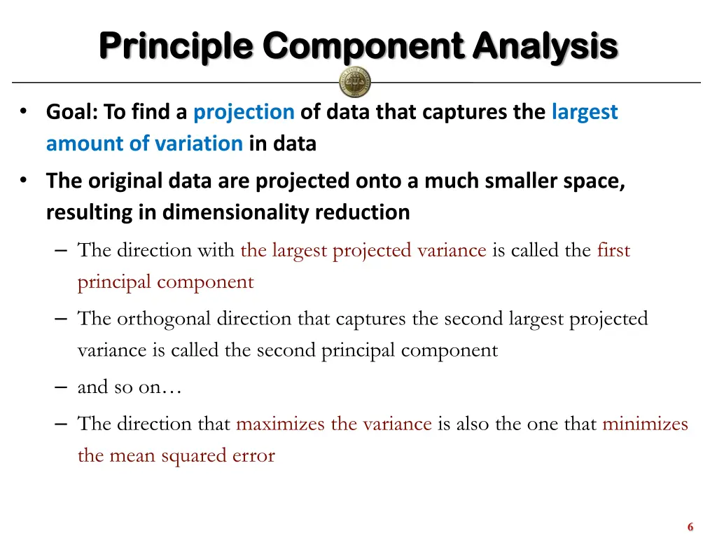 principle component analysis principle component