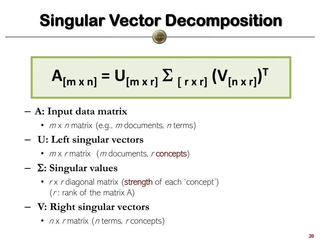 singular vector decomposition singular vector