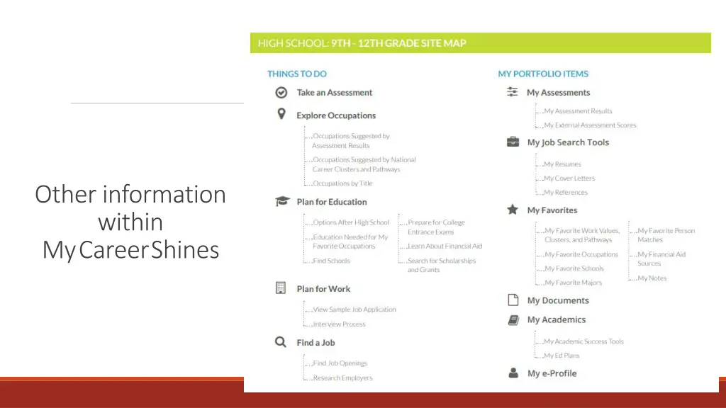 other information within mycareershines