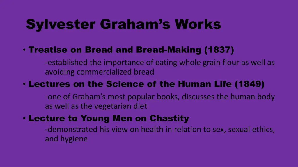 sylvester graham s works
