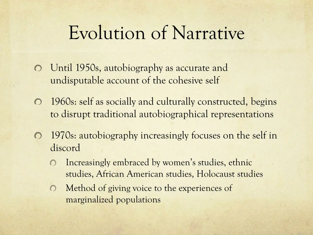 evolution of narrative