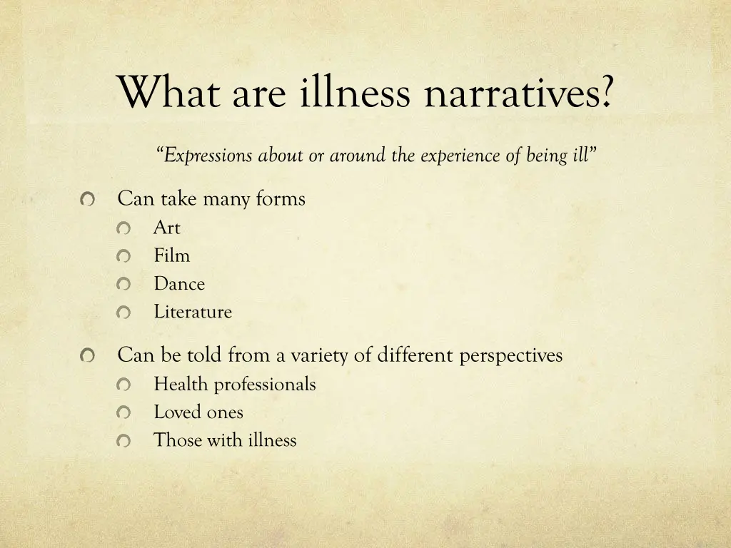 what are illness narratives