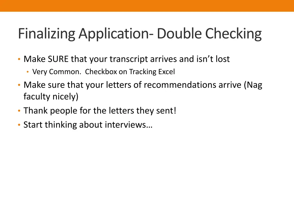 finalizing application double checking