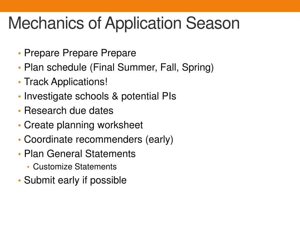 mechanics of application season