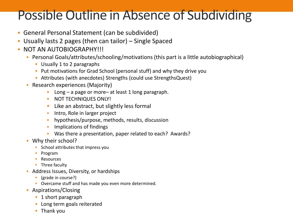 possible outline in absence of subdividing