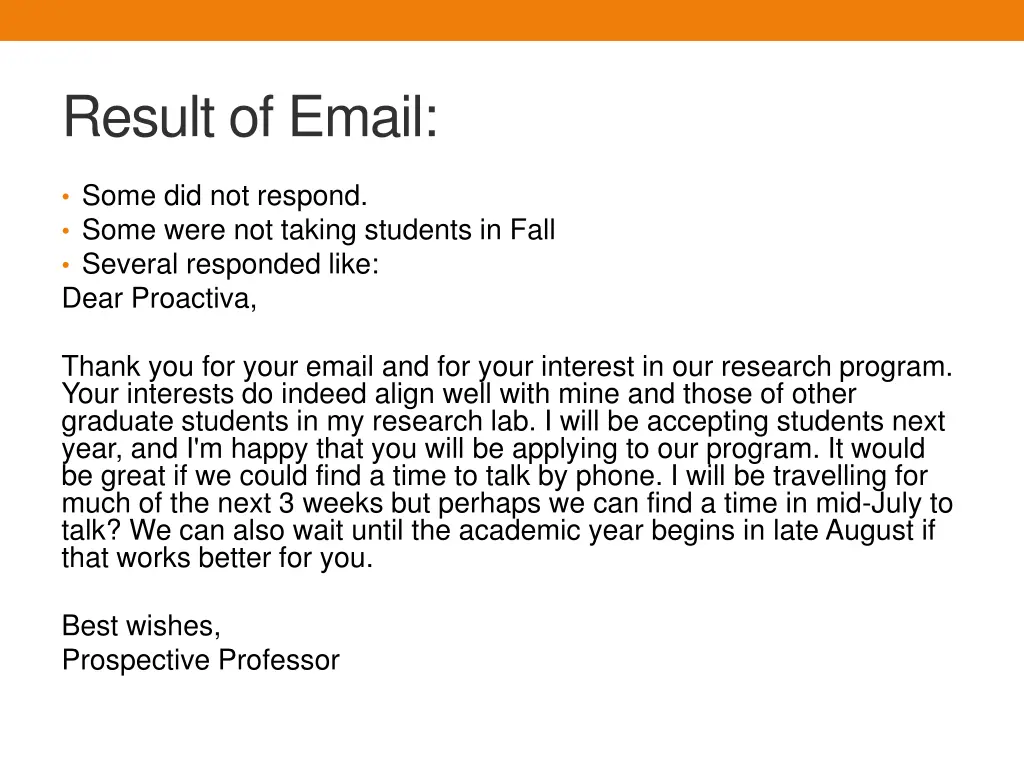 result of email