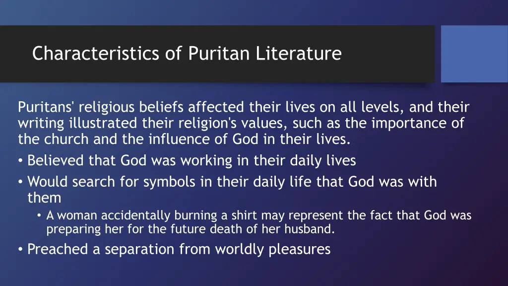 characteristics of puritan literature