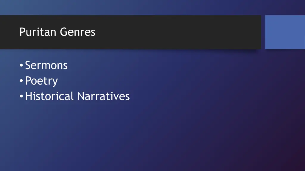puritan genres