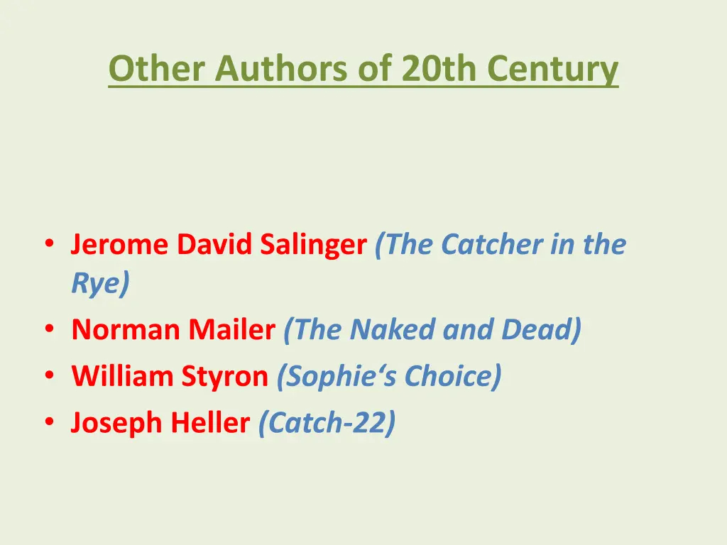 other authors of 20th century