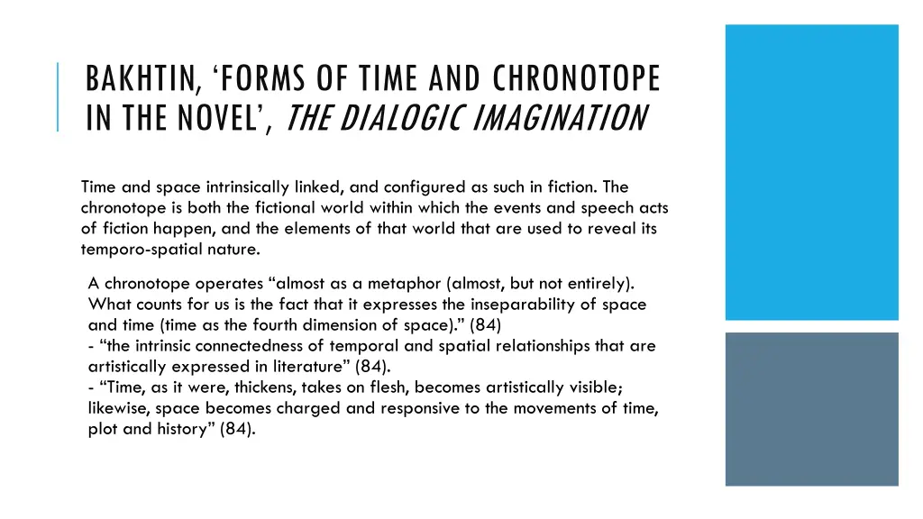 bakhtin forms of time and chronotope in the novel