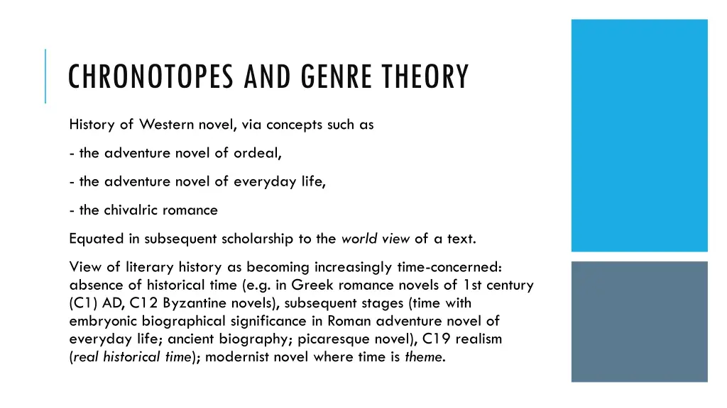 chronotopes and genre theory