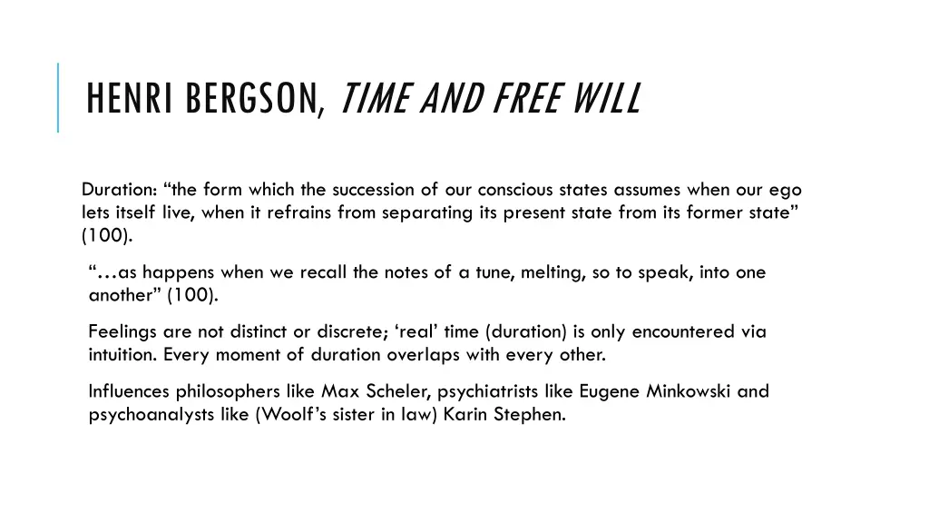henri bergson time and free will