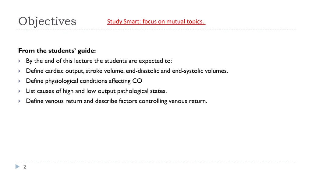 objectives
