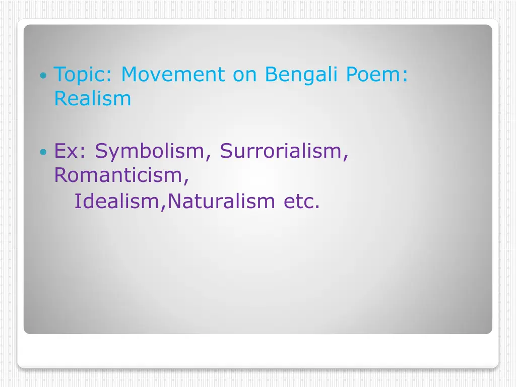 topic movement on bengali poem realism