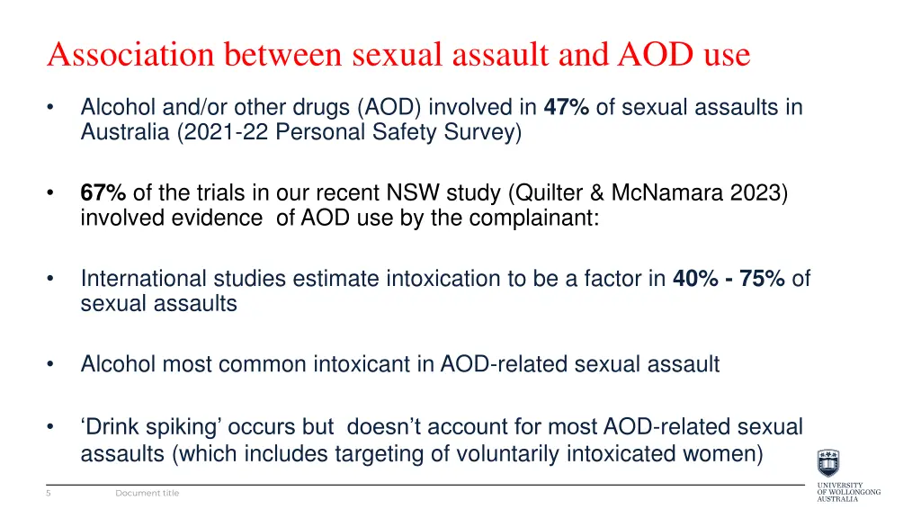 association between sexual assault and aod use