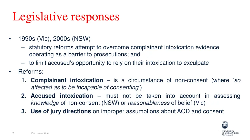 legislative responses