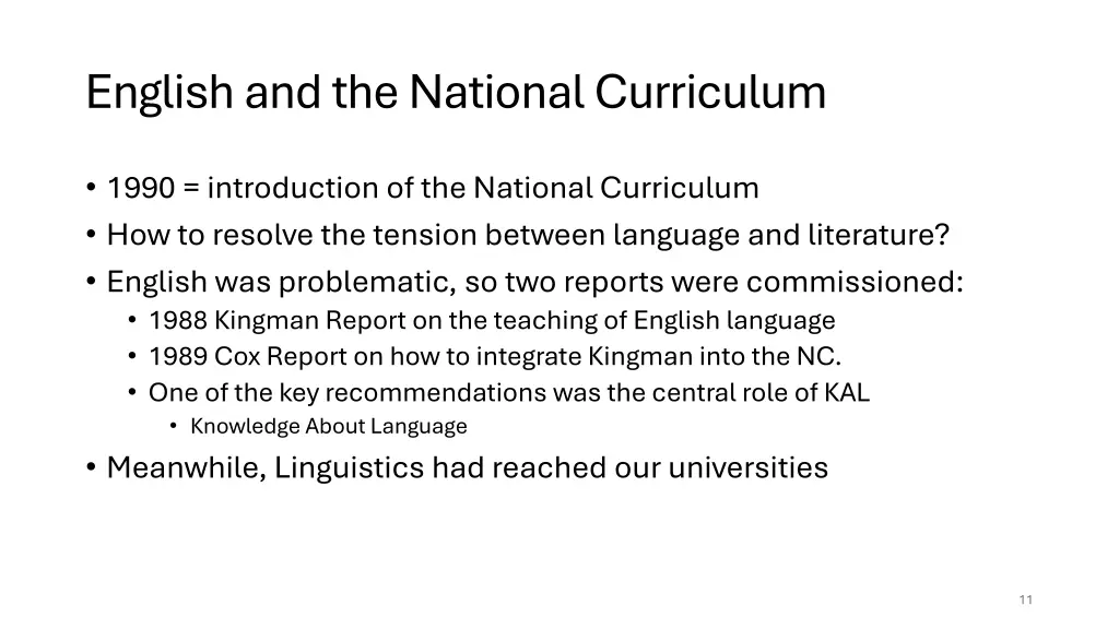 english and the national curriculum