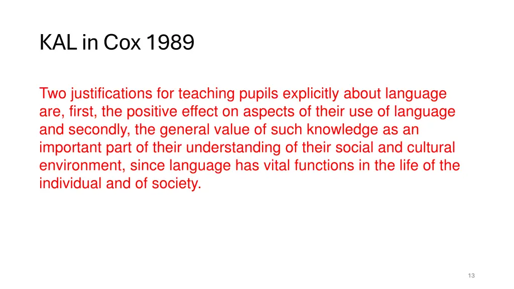 kal in cox 1989