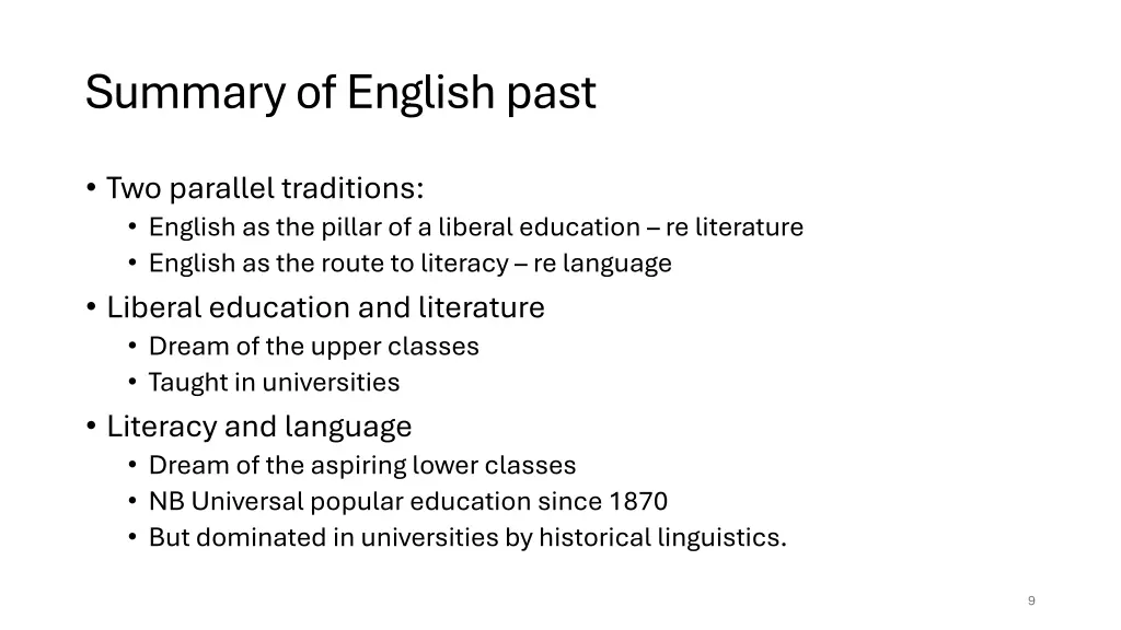 summary of english past