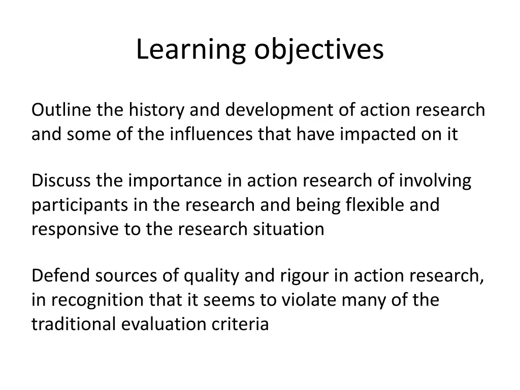 learning objectives