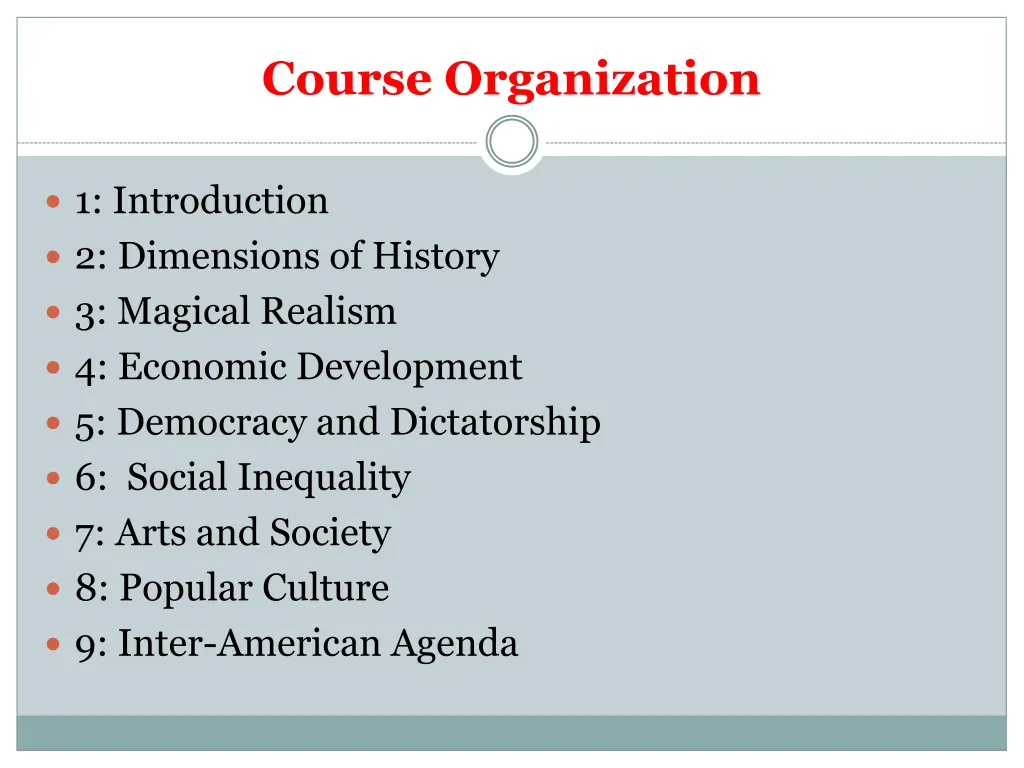 course organization