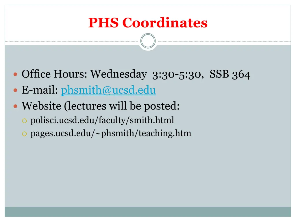 phs coordinates