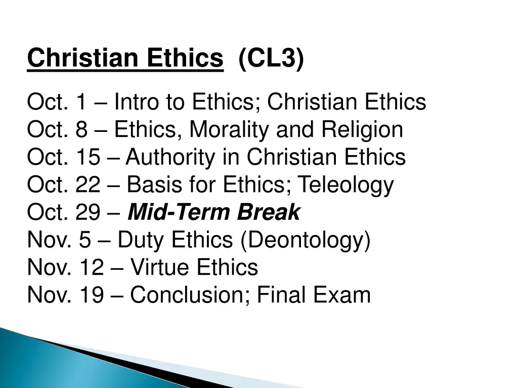 christian ethics cl3