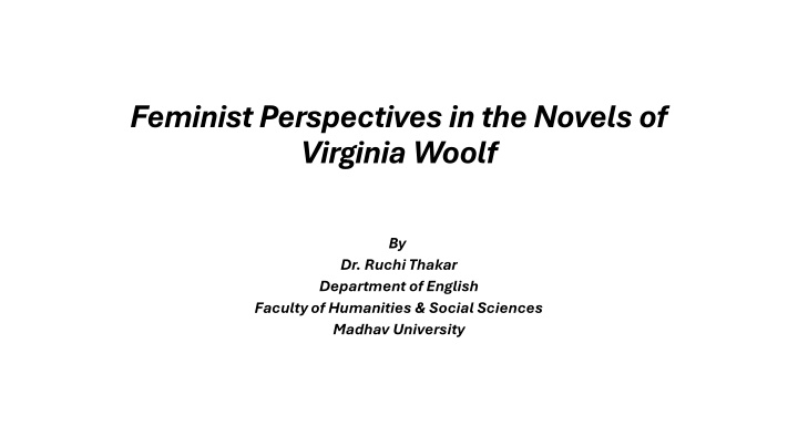 feminist perspectives in the novels of virginia