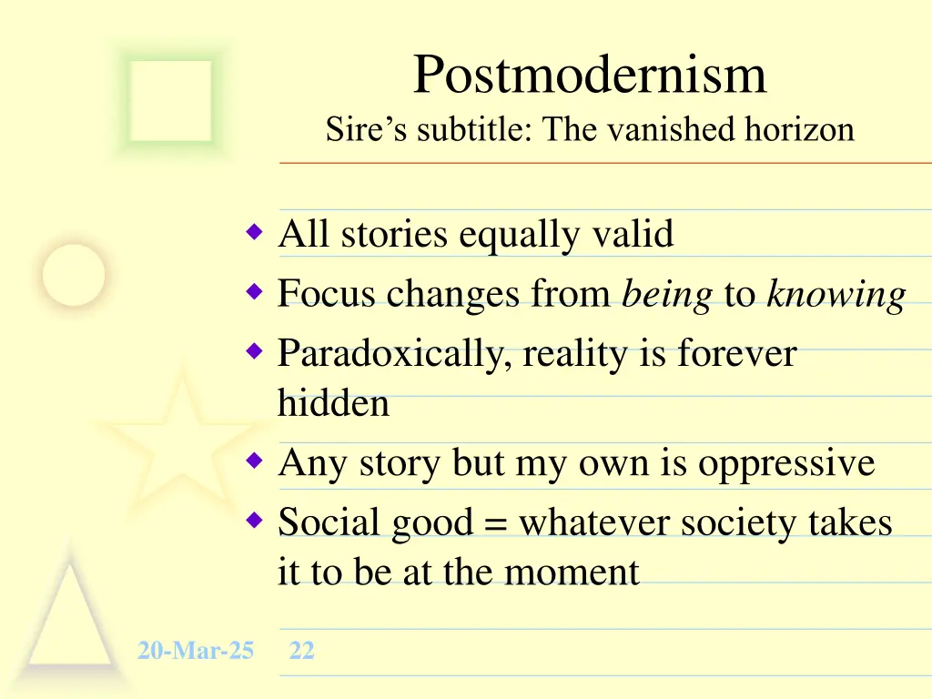 postmodernism sire s subtitle the vanished horizon