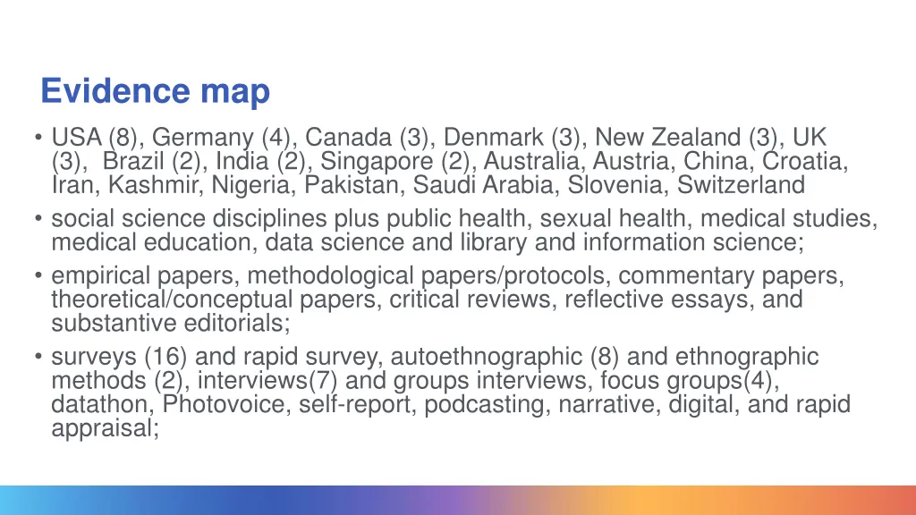 evidence map usa 8 germany 4 canada 3 denmark