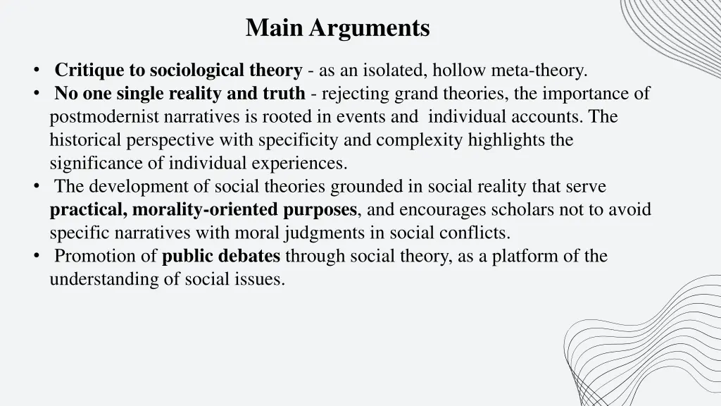main arguments