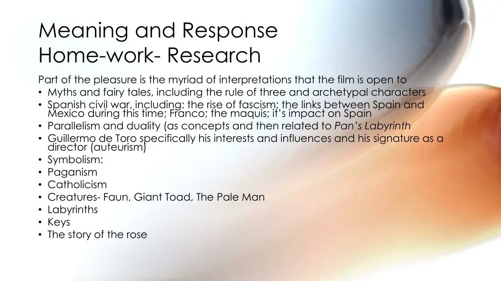 meaning and response home work research