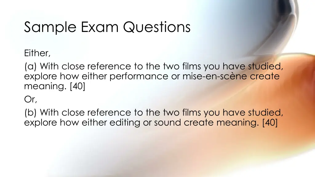 sample exam questions