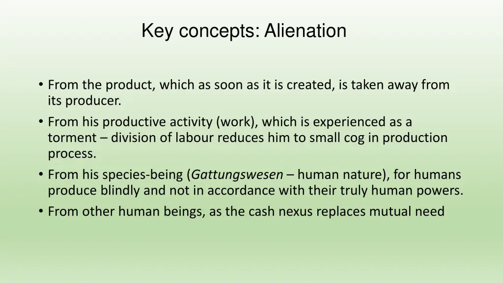 key concepts alienation